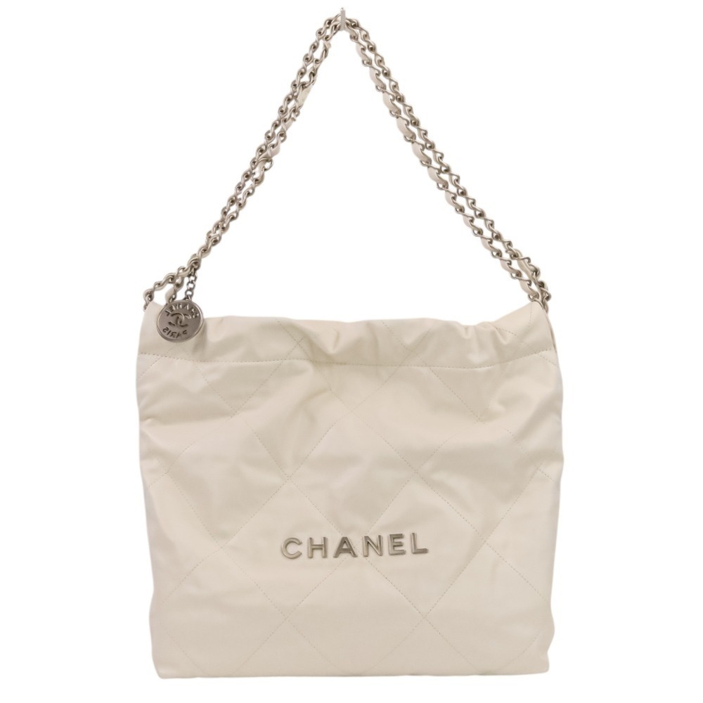 CHANEL Chanel 22 Chain Coco Mark Leather One-Shoulder Bag AS3260 White Antiqu...
